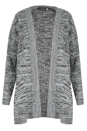 Womens Chunky Knitted Grandad Cardigan Ladies Baggy Boyfriend Open Pocket Jumper