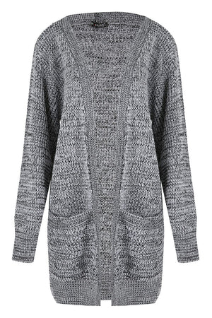 Womens Chunky Knitted Grandad Cardigan Ladies Baggy Boyfriend Open Pocket Jumper